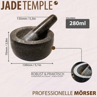 JADE TEMPLE Kamenná mažiar s tĺčikom, masívna žula, priemer 13 cm, výška 7 cm, sivá 3