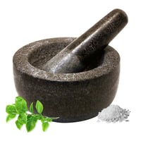 JADE TEMPLE Kamenná mažiar s tĺčikom, masívna žula, priemer 13 cm, výška 7 cm, sivá 1
