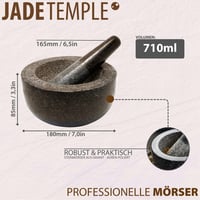 JADE TEMPLE Mojar cu pistil, granit masiv, diametru 18 cm, înălțime 8,5 cm, gri 3