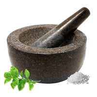 JADE TEMPLE Mojar cu pistil, granit masiv, diametru 18 cm, înălțime 8,5 cm, gri 1