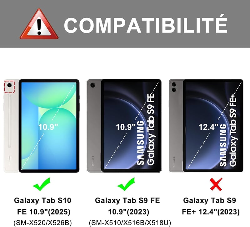 JADEMALL Billentyűzet Tok Trackpaddal Samsung Tab S10 FE/S9 FE 10.9" Lila AZERTY