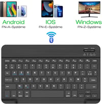 JADEMALL Bluetooth Billentyűzet iPad Pro, Samsung, Lenovo Tablethez - Hordozható Fekete 2