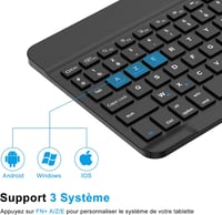 JADEMALL Bluetooth Billentyűzet iPad Pro, Samsung, Lenovo Tablethez - Hordozható Fekete 4