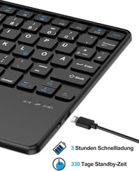 JADEMALL Bluetooth Billentyűzet Touchpad-dal QWERTZ 10 Colos Tablethez Fekete 5