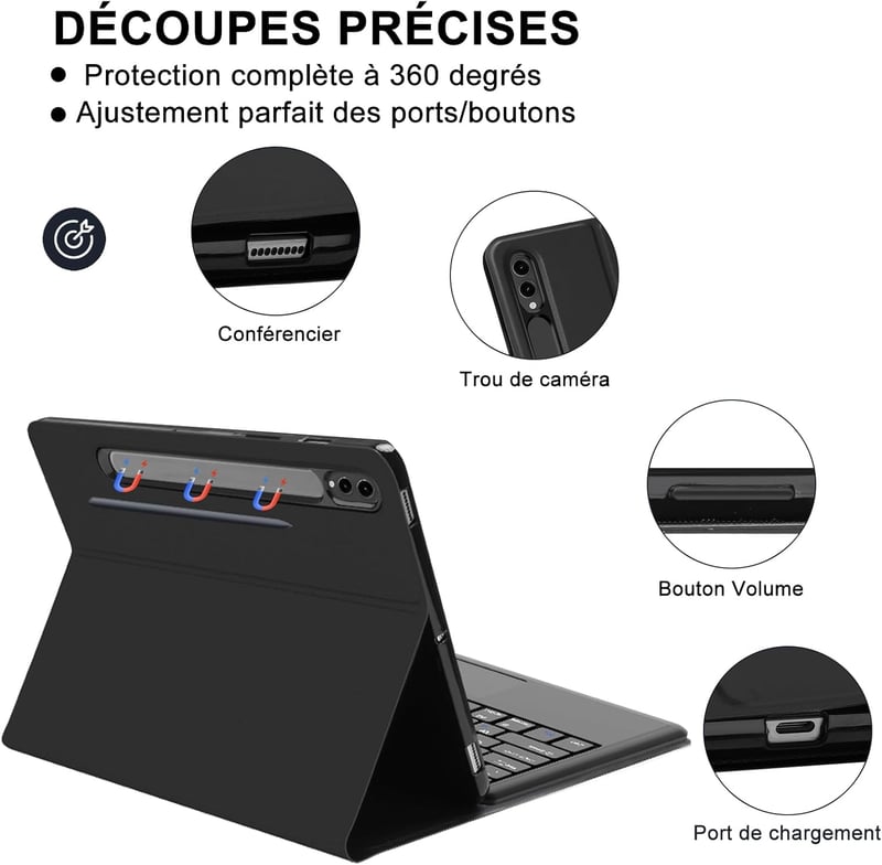 JADEMALL Bluetooth Billentyűzet Touchpad-dal Samsung Tab S9 Ultra 14,6"