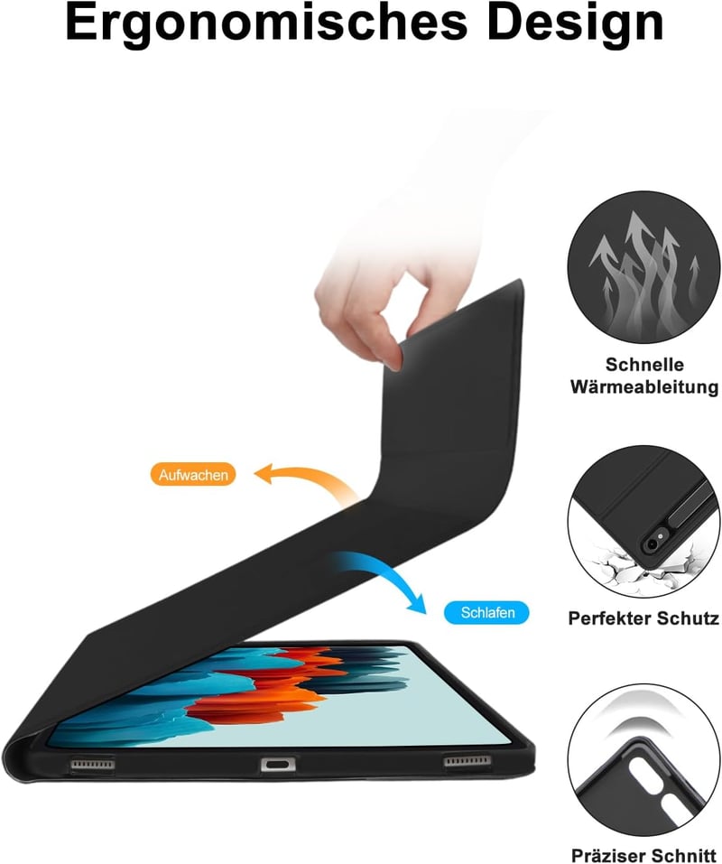 JADEMALL Sötétkék Billentyűzetes Tok Samsung Galaxy Tab S10 FE, S9 FE & S9 Tabletekhez - Német Bluetooth Billentyűzet, Beépített Akkumulátor
