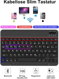 JADEMALL Sötétkék Billentyűzetes Tok Samsung Galaxy Tab S10 FE, S9 FE & S9 Tabletekhez - Német Bluetooth Billentyűzet, Beépített Akkumulátor 4