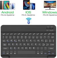 JADEMALL Bluetooth Wireless Billentyűzet iPad Pro/Air/Tablet Lenovo/Samsung/Huawei Fekete 2
