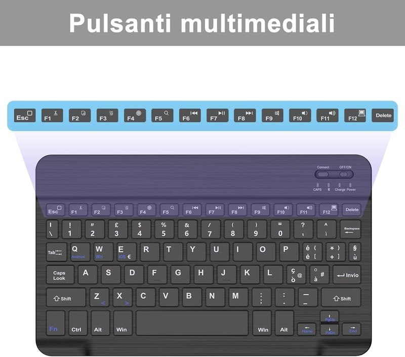 JADEMALL Bluetooth Wireless Billentyűzet iPad Pro/Air/Tablet Lenovo/Samsung/Huawei Fekete