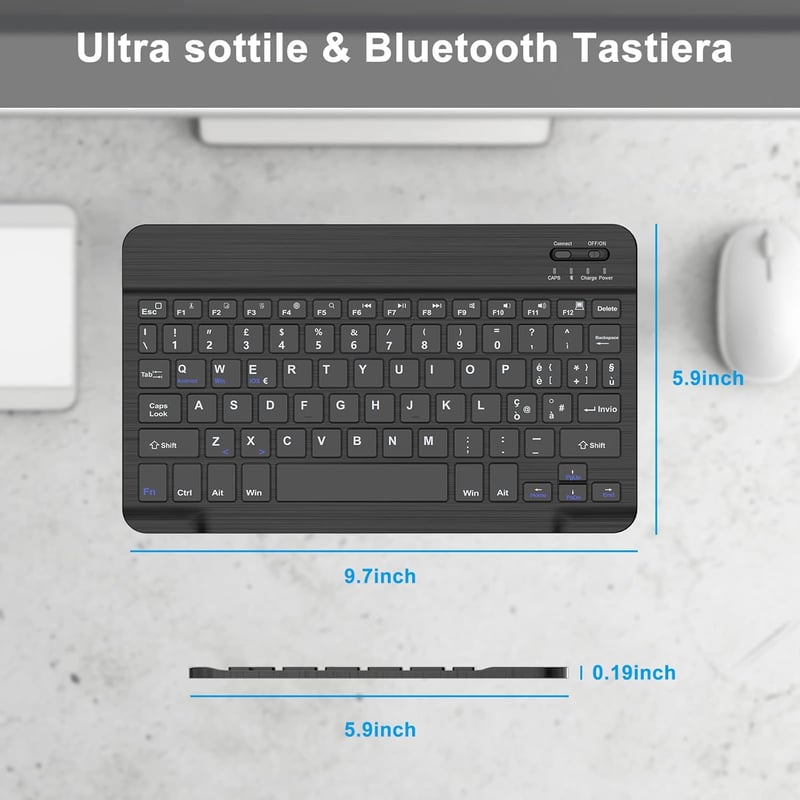 JADEMALL Bluetooth Wireless Billentyűzet iPad Pro/Air/Tablet Lenovo/Samsung/Huawei Fekete
