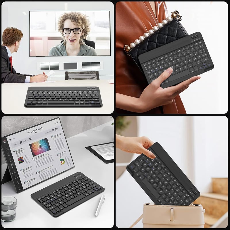 JADEMALL Bluetooth Wireless Billentyűzet iPad Pro/Air/Tablet Lenovo/Samsung/Huawei Fekete