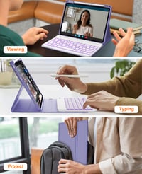 JADEMALL futrola s tipkovnicom za iPad Pro 11 inča (M4) 5. generacije 2024, pozadinsko osvjetljenje u 7 boja, Bluetooth, držač za olovku, ljubičasta 7