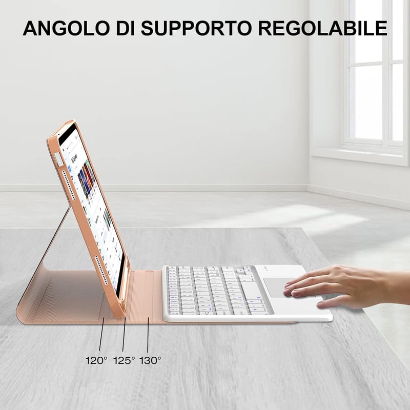 JADEMALL iPad 10/11 Billentyűzet Trackpad Mágneses Bluetooth Detachható Tok Rózsaszín