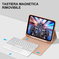 JADEMALL iPad 10/11 Billentyűzet Trackpad Mágneses Bluetooth Detachható Tok Rózsaszín 4