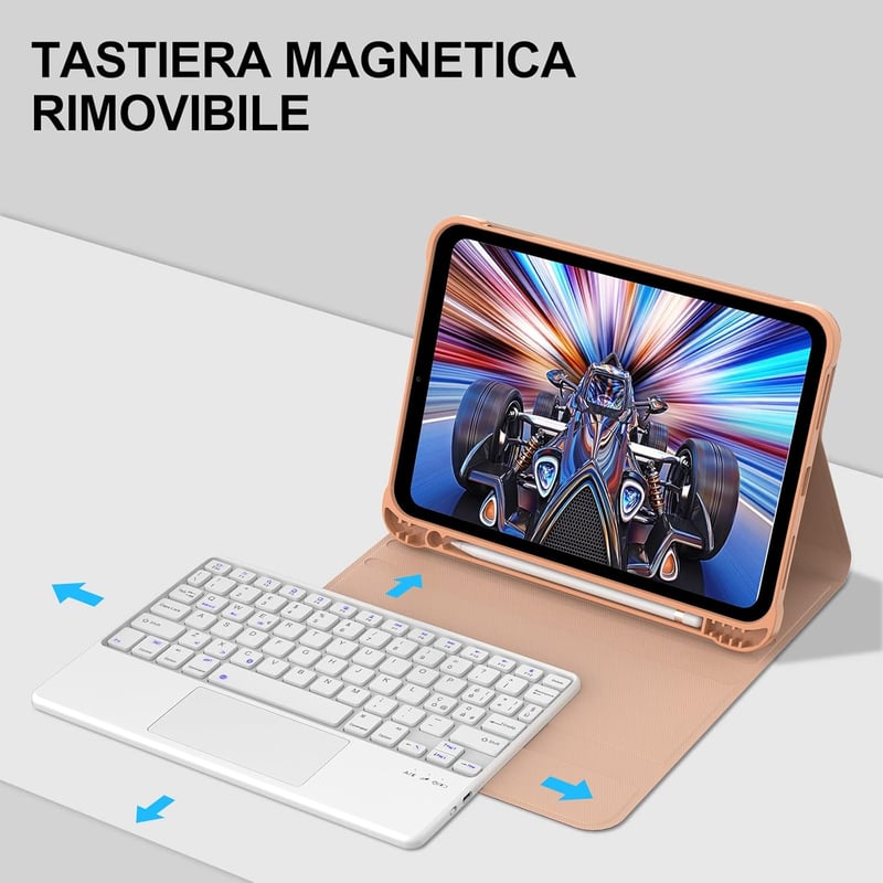 JADEMALL iPad 10/11 Billentyűzet Trackpad Mágneses Bluetooth Detachható Tok Rózsaszín