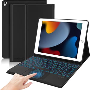 JADEMALL puzdro s Bluetooth klávesnicou a trackpadom pre iPad 10.2", talianske QWERTY - čierne