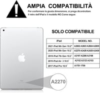 JADEMALL iPad 10.2" Bluetooth billentyűzet tok trackpaddal, mágneses, Italian QWERTY 2
