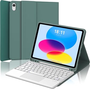 JADEMALL Puzdro s klávesnicou a touchpadom pre iPad 10. generácie – tmavozelené