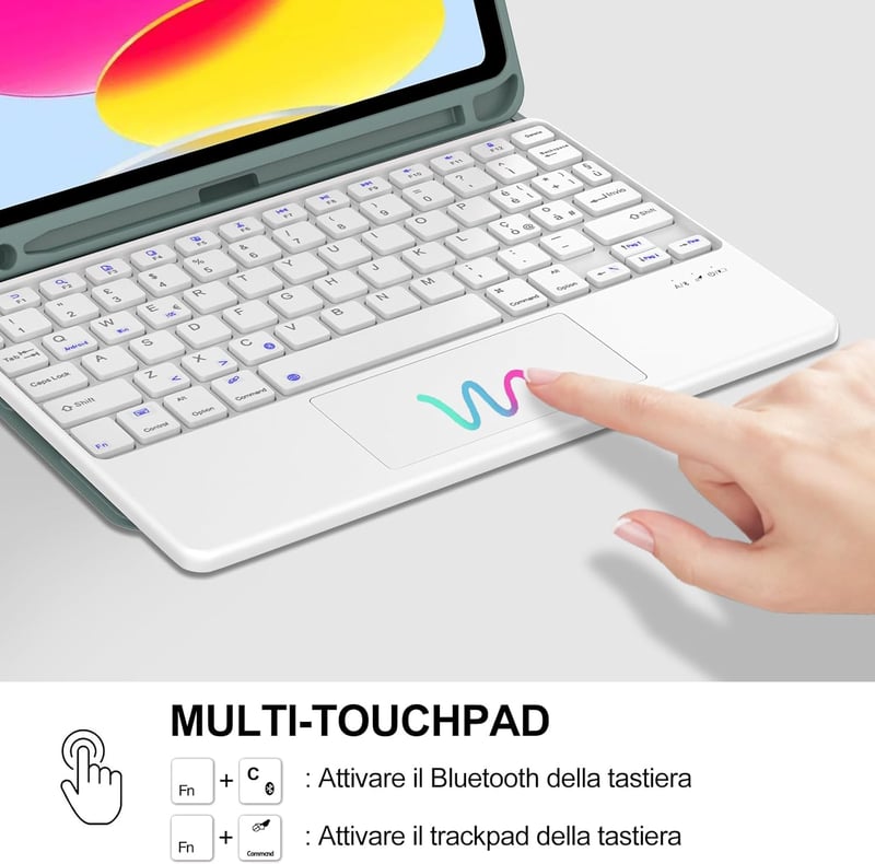 JADEMALL iPad 10 Billentyűzet Tok Trackpad-dal, Mágneses, Sötétzöld