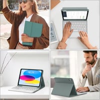 JADEMALL iPad 10 Billentyűzet Tok Trackpad-dal, Mágneses, Sötétzöld 7