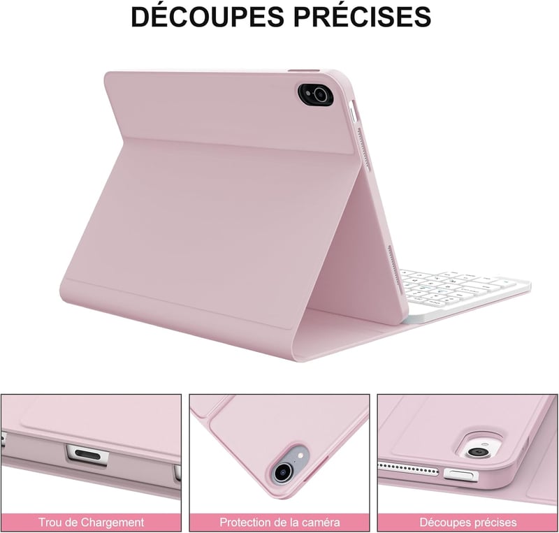 JADEMALL iPad 10. generáció billentyűzetes tok AZERTY francia Bluetooth leválasztható