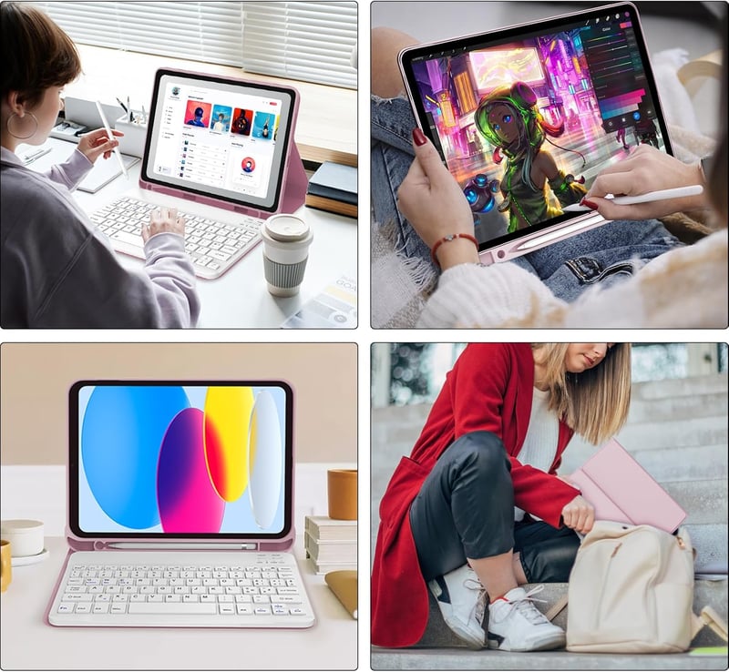 JADEMALL iPad 10. generáció billentyűzetes tok AZERTY francia Bluetooth leválasztható