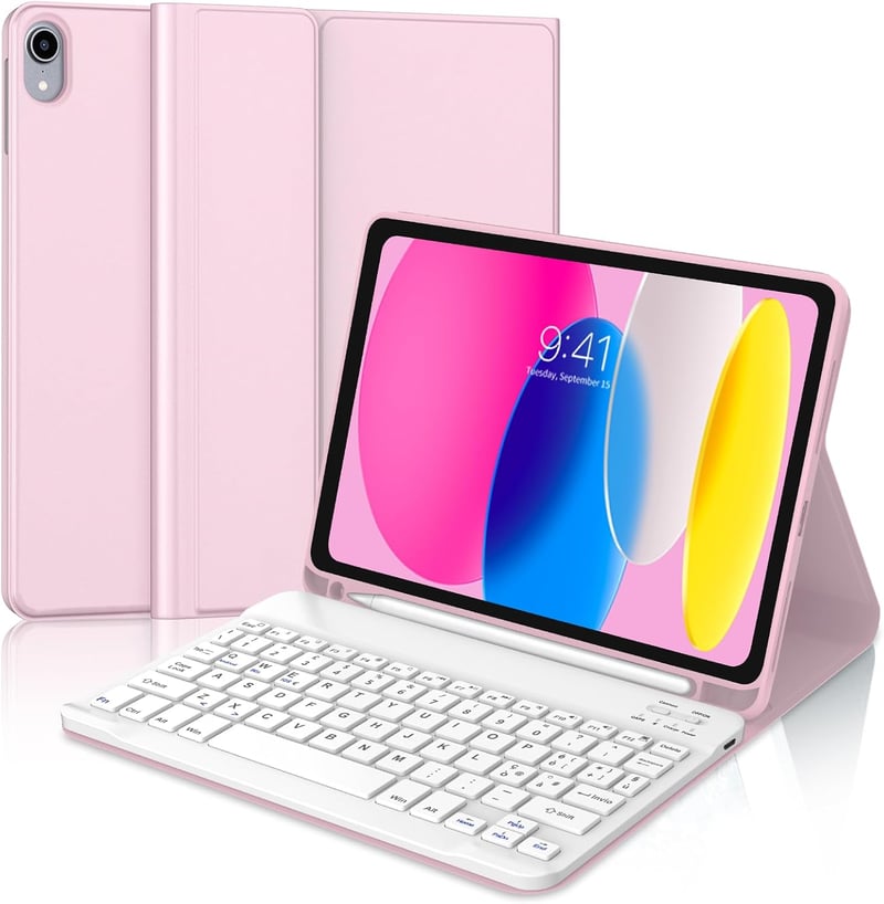 JADEMALL iPad 10. generáció billentyűzetes tok AZERTY francia Bluetooth leválasztható