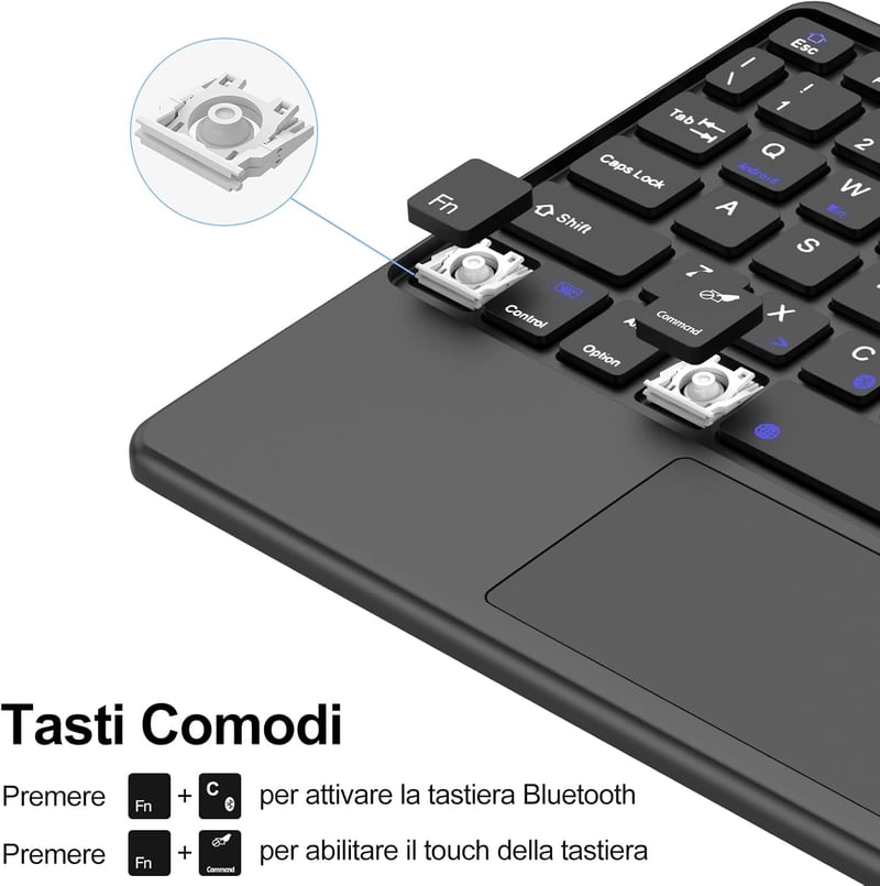 JADEMALL iPad 9.7 Billentyűzet Tok Trackpad-dal Bluetooth Mágneses Leválasztható Fekete