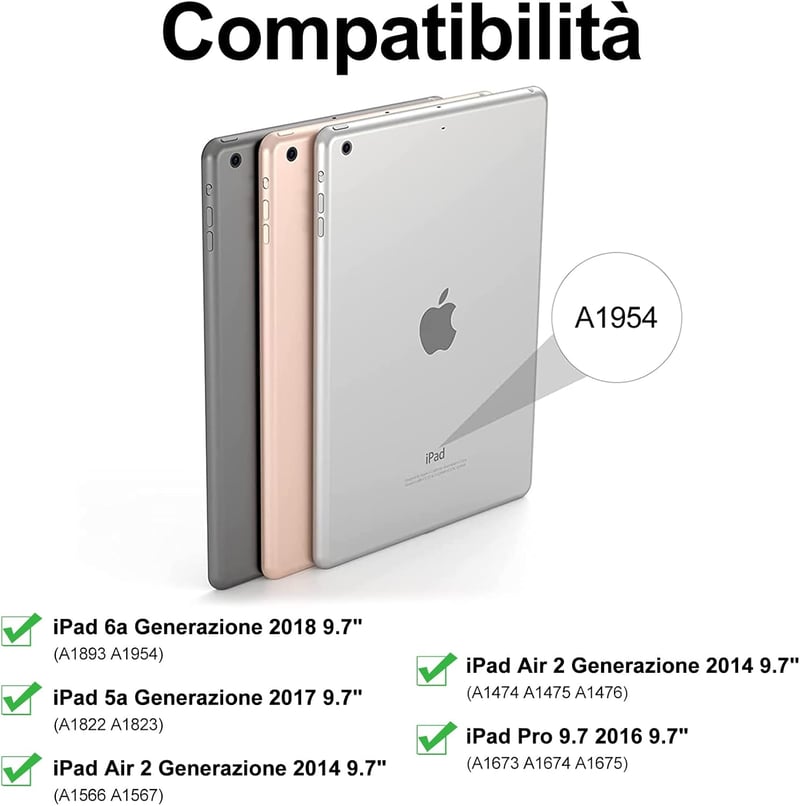 JADEMALL iPad 9.7 Billentyűzet Tok Trackpad-dal Bluetooth Mágneses Leválasztható Fekete