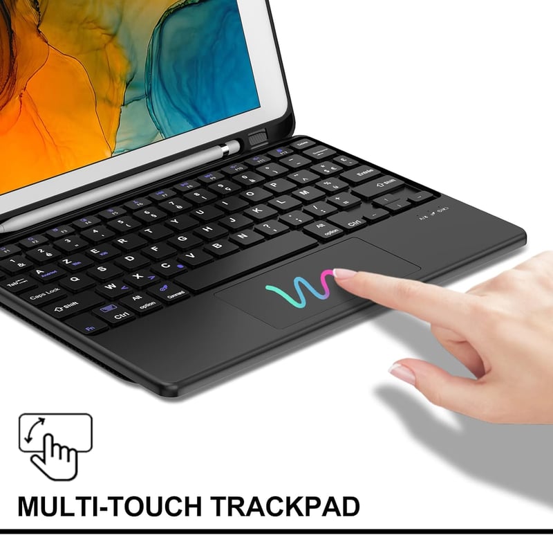 JADEMALL iPad 9.7 Billentyűzet Tok Trackpad-dal Bluetooth Mágneses Leválasztható Fekete