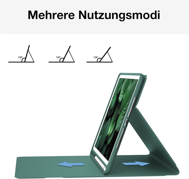 JADEMALL iPad 9. generáció billentyűzetes tok német QWERTZ, levehető Bluetooth, toll tartó, sötétzöld