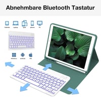 JADEMALL iPad 9. generáció billentyűzetes tok német QWERTZ, levehető Bluetooth, toll tartó, sötétzöld 4