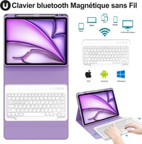 JADEMALL iPad Air 13" (M2) 2024 olasz QWERTY Bluetooth billentyűzetes tok - világoslila 3