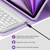 JADEMALL iPad Air 13" (M2) 2024 olasz QWERTY Bluetooth billentyűzetes tok - világoslila 5