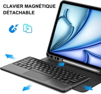 JADEMALL iPad Air 13 billentyűzet tok trackpad-dal, Bluetooth QWERTY eltávolítható, fekete 3