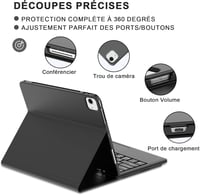 JADEMALL iPad Air 13 billentyűzet tok trackpad-dal, Bluetooth QWERTY eltávolítható, fekete 5