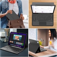 JADEMALL iPad Air 13 billentyűzet tok trackpad-dal, Bluetooth QWERTY eltávolítható, fekete 7