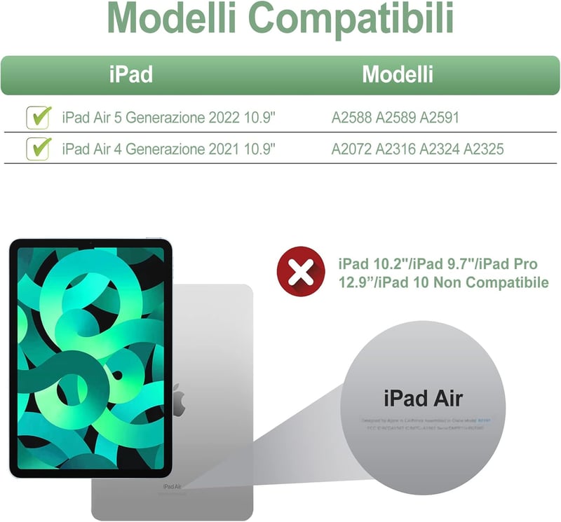 JADEMALL iPad Air 5/4 10.9" Mágneses Billentyűzetes Tok Világoszöld QWERTY