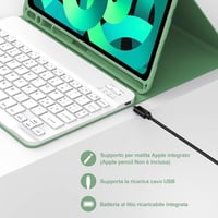 JADEMALL iPad Air 5/4 10.9" Mágneses Billentyűzetes Tok Világoszöld QWERTY 5