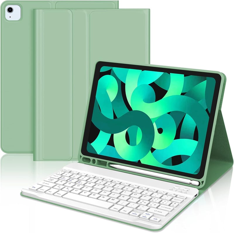 JADEMALL iPad Air 5/4 10.9" Mágneses Billentyűzetes Tok Világoszöld QWERTY