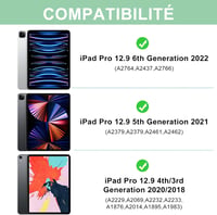 JADEMALL iPad Pro 12,9" Bluetooth Billentyűzet Tok AZERTY Francia Világoszöld 2