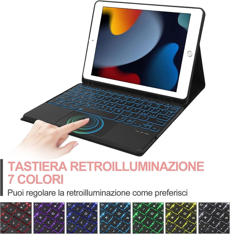 JADEMALL iPad Tok Olasz Billentyűzettel és Trackpaddal 10.2" 9./8./7. Generáció