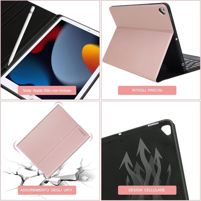 JADEMALL iPad Tok Olasz Billentyűzettel és Trackpaddal 10.2" 9./8./7. Generáció