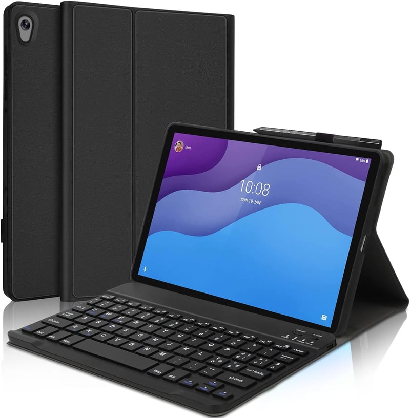 JADEMALL Lenovo Tab M10 HD 2nd Gen Bluetooth billentyűzet fekete