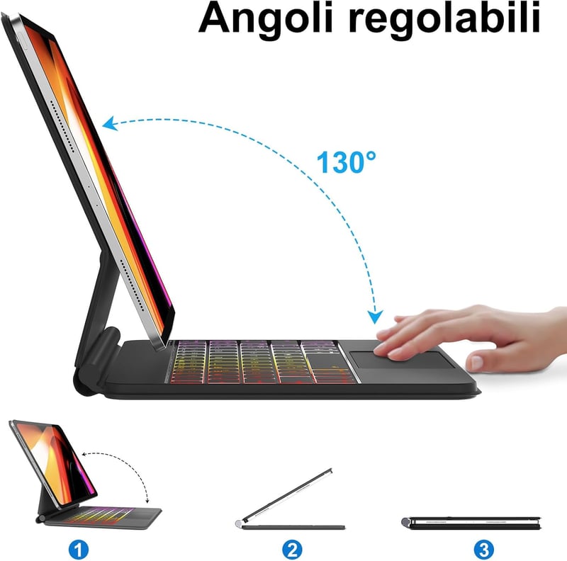 JADEMALL Magic Keyboard iPad Air 11" M3/M2 Trackpad Háttérvilágítás Szürke
