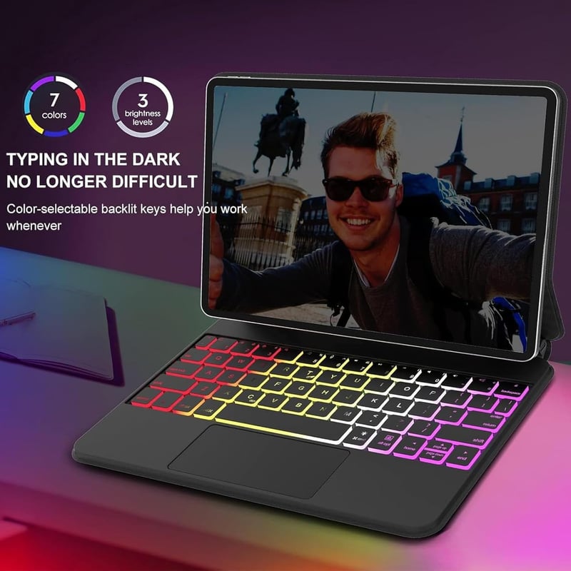 JADEMALL Magic Keyboard iPad Air 11" M3/M2 Trackpad Háttérvilágítás Szürke