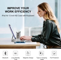 JADEMALL Magic Keyboard iPad Air 13" (M2) és Pro 12,9" (2022-2018) - Bluetooth billentyűzet háttérvilágítással és Multi-Touch trackpaddel, f 3