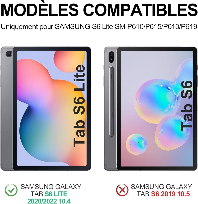 JADEMALL Samsung Galaxy Tab S6 Lite 10,4" Bluetooth billentyűzet tok AZERTY háttérvilágítás