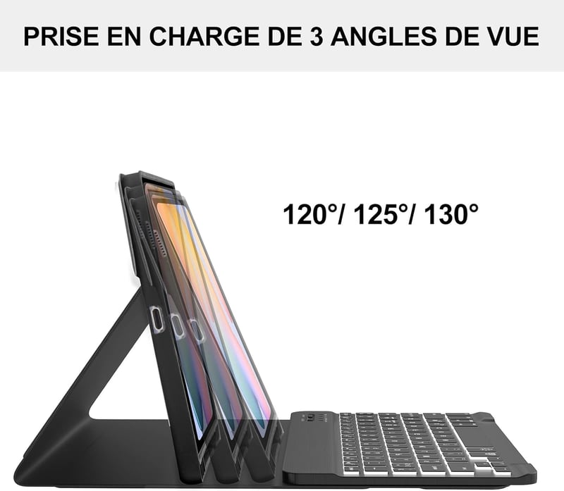JADEMALL Samsung Galaxy Tab S6 Lite 10,4" Bluetooth billentyűzet tok AZERTY háttérvilágítás