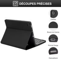 JADEMALL Samsung Galaxy Tab S6 Lite 10,4" Bluetooth billentyűzet tok AZERTY háttérvilágítás 7